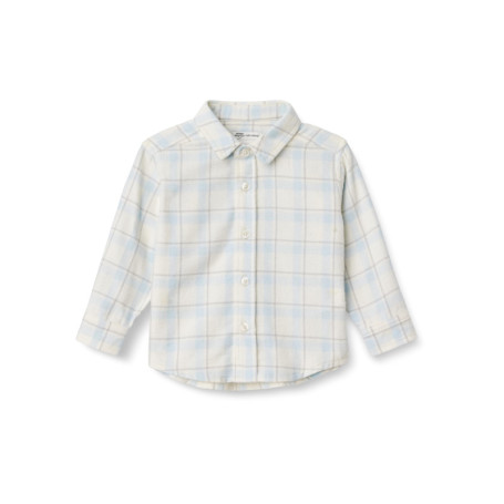 Chemise Boutonnée en Flanelle à Carreaux pour Bébé Garçon - Ivoire Bleu Lumière