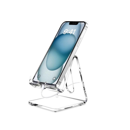 Support de Téléphone Portable en Acrylique Transparent pour Bureau - Compatible iPhone et Android