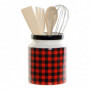 Pot pour ustensiles de cuisine DKD Home Decor Carreaux Noir Acier inoxydable Pin 23,99 €