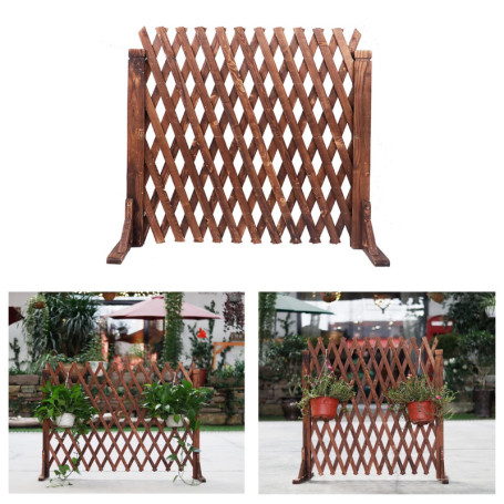 Clôture en Bois Extensible FWTXZTER - Barrière Mobile et Pliable pour Jardin