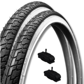Pack de 2 Pneus 24" et 2 Chambres à Air ECOVELO pour Vélo de Ville