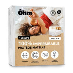 Protège Matelas Imperméable 100x200 cm - Alèse Hypoallergénique en Coton