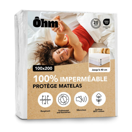 Protège Matelas Imperméable 100x200 cm - Alèse Hypoallergénique en Coton