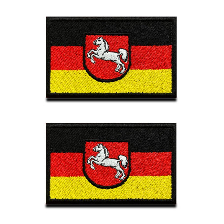 Lot de 2 écussons brodés drapeau de Basse-Saxe - Patchs tactiques pour vêtements et sacs