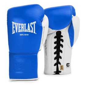 Gants de Boxe Everlast Powerlock OG Pro 10oz Bleu/Blanc à Lacets