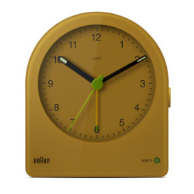Réveil Analogique Classique Braun Jaune avec Fonction Snooze et Rétroéclairage