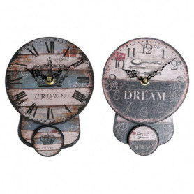 Horloge Murale DKD Home Decor Pendule Noir Beige Fer Bois MDF (2 pcs) (14 x 5 x 29,99 €