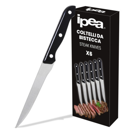 Set de 6 Couteaux à Steak IPEA en Acier Inoxydable - Tranchants et Ergonomiques