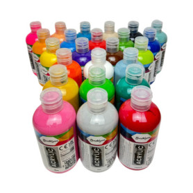 Kit de 24 Peintures Acryliques 250 ml - Couleurs Brillantes et Non Toxiques