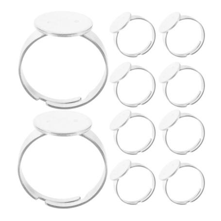Lot de 20 Bagues Vides en Acier Inoxydable pour Création de Bijoux - Argenté