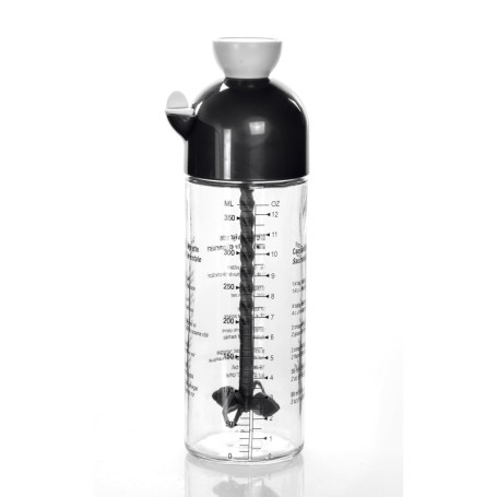Bouteille Graduée VIBELL avec Mélangeur Intégré - 350 ml Noir et Blanc