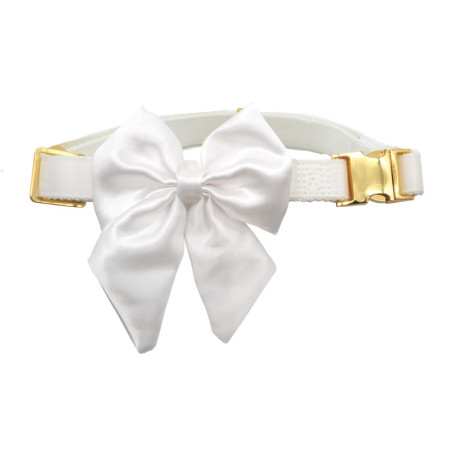Collier de Mariage Élégant pour Chien avec Nœud Satiné Blanc - Croci Ceremony