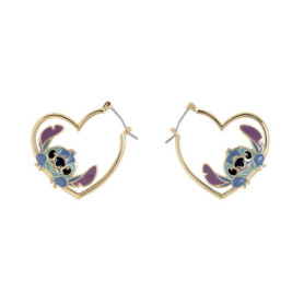 Boucles d'oreilles Huggie en cœur Stitch - Cadeau Disney