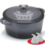 Cocotte en Fonte Émaillée OVERMONT Ø24 cm - Casserole Antiadhésive avec Couvercle