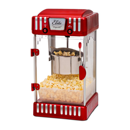 Machine à Popcorn Rétro Elite Gourmet - 2,5 oz, Rouge, Idéale pour Soirées Cinéma