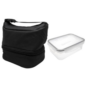 Boîte à Lunch Isotherme NERTHUS avec Récipient Hermétique - 1L, Double Compartiment, Sac Pratique