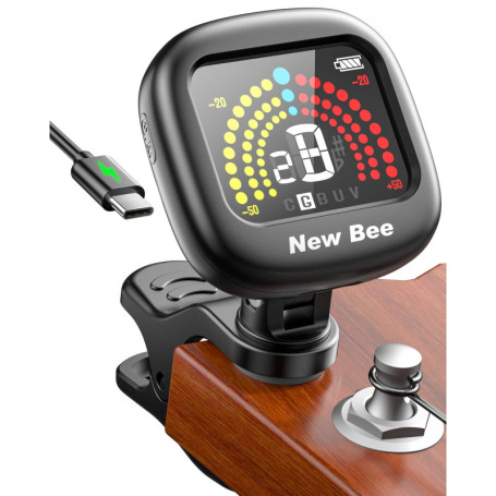 Accordeur de Guitare Rechargeable à Clip New Bee avec Écran Rotatif 360°