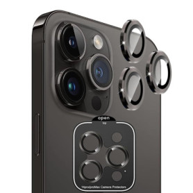 Protecteur de Caméra Tzstz pour iPhone 14 PRO Max - 2 Pièces Noir Anti-Rayures 9H