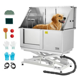 Baignoire de Toilettage Électrique en Acier Inoxydable pour Chiens et Chats - VEVOR 127 cm