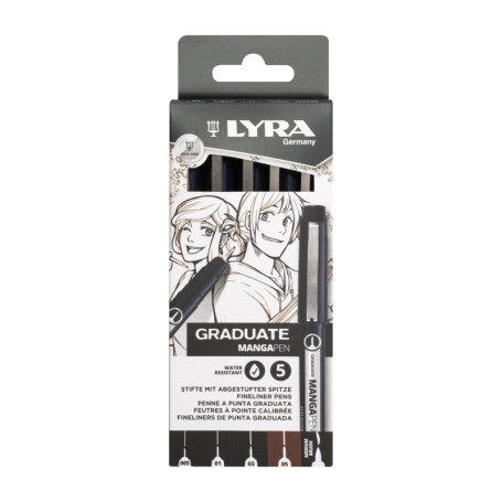 Set de 5 Stylos Mangapen LYRA pour Dessin Manga