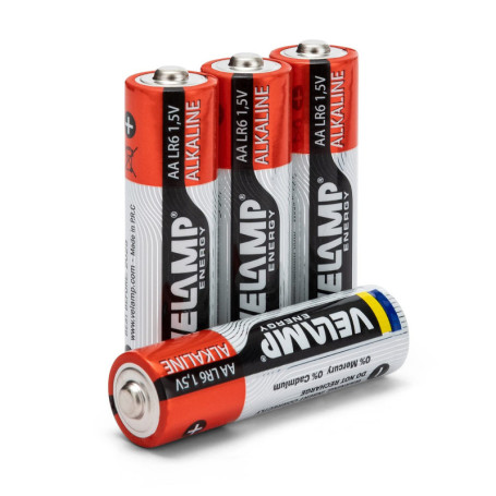 Velamp Lot de 4 Piles Alcalines AA 1,5V - Idéales pour Jouets et Appareils Électroniques