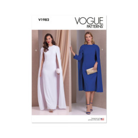 Robe Cape Ajustée Femme avec Décolleté Bijou - Vogue Patterns V1982B5