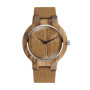 Montre en Bois de Bambou MicLee avec Bracelet en Cuir - Motif Arbre de la Vie