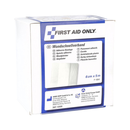 Rouleau de Pansements Doux First Aid Only - 5m x 6cm en Boîte Distributrice