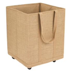 Panier en Jute Naturel à Roulettes - Sac de Rangement Multifonction 100L