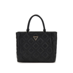 Sac Tote Deesa Noir en PU Matelassé avec Bandoulière Amovible