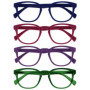 Pack de 4 Lunettes de Lecture Rétro Rondes - Bleu, Rose, Violet, Vert