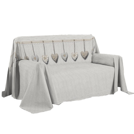 Housse de Canapé Beige Motif Cœur Suspendu - 250 x 290 cm
