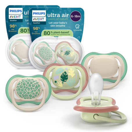 Philips Avent Sucettes Ultra Air - Tétines Orthodontiques en Silicone pour Bébés 6-18 Mois