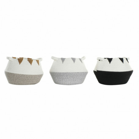 Panier DKD Home Decor Noir Gris Coton Blanc Moutarde (36 x 36 x 26 cm) (3 pcs) 109,99 €