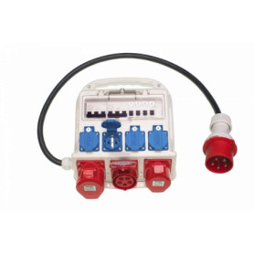 Distributeur de courant de chantier 32A avec 4 prises 230V et 2 raccordements 400V