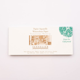 Bloc de Papier Aquarelle Sennelier 24,5 x 10,5 cm - 20 Feuilles 100% Coton