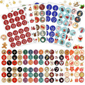 Autocollants de Noël pour Calendrier de l'Avent - 10 Feuilles Décoratives