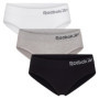 Lot de 3 slips de sport Reebok Raina pour femme - Noir, Blanc, Gris chiné