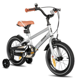 Vélo Enfant 14 Pouces STITCH Argent avec Stabilisateurs et Freins à Main
