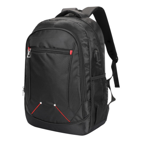 Sac à dos d'écolier noir avec port USB et compartiment ordinateur