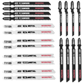 WORKPRO Ensemble de 20 Lames de Scie Sauteuse Tige en T avec Étui de Rangement