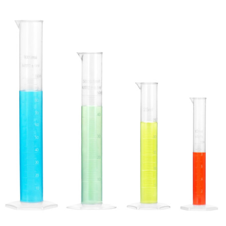 Jeu de 4 éprouvettes graduées en plastique QWORK - 10/25/50/100 ml