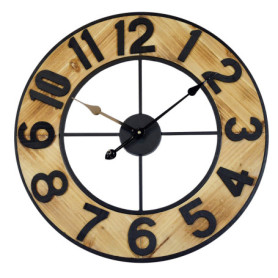 Horloge Murale XXL Rétro en Bois Noir - Technoline WT1610