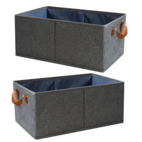 Lot de 2 boîtes de rangement pliables pour vêtements - gris