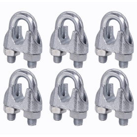 Lot de 6 colliers de serrage M10 en acier pour câbles Ø 14 mm