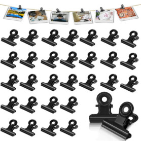 WOKICOR Lot de 30 Clips Bouledogue Multi-Fonctions en Métal Noir