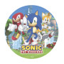 dekora - Décoration pour Gâteaux d’Anniversaire - Cake Topper Sonic 20 cm - Disque en Azyme Comestible pour Gâteau Sans Gluten, 