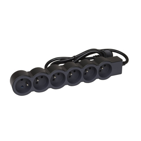 Rallonge Multiprise Extra-Plate Legrand 6 Prises 1,5m Noir et Gris