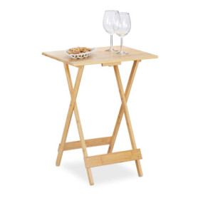 Table Pliante en Bambou Relaxdays pour Salon et Terrasse