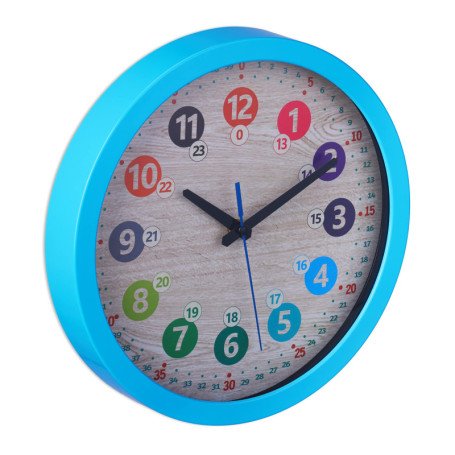 Horloge Murale Relaxdays pour Enfants - Apprendre à Lire l'Heure, 30 cm, Bleue